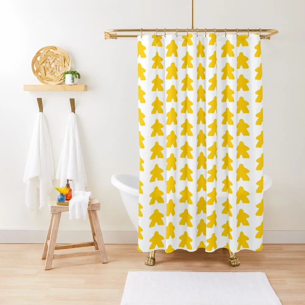 

The Yellow Meeple Board Game Piece Shower Curtain Bathroom Fabric Anime Shower Curtain