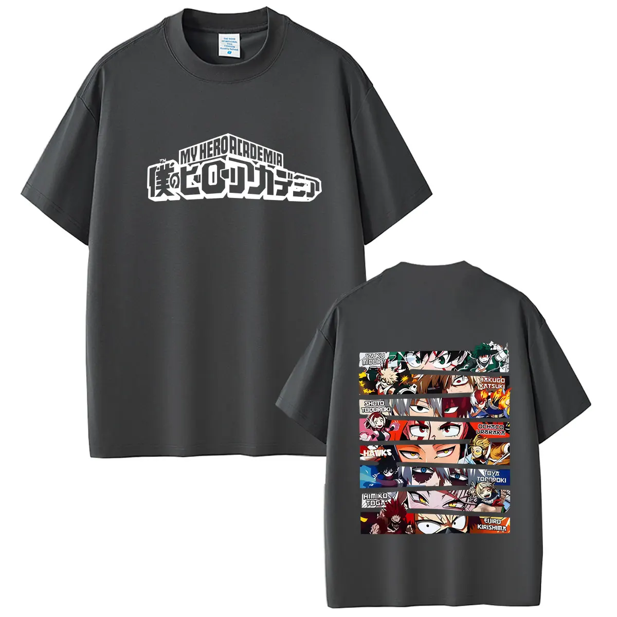 Bestseller Anime My Hero Academia Midoriya Izuku Shoto Todoroki Bakugou Katsuki Augen-Print T-Shirt für Männer und Frauen Lässiges Vintage T-Shirt – Detail 3