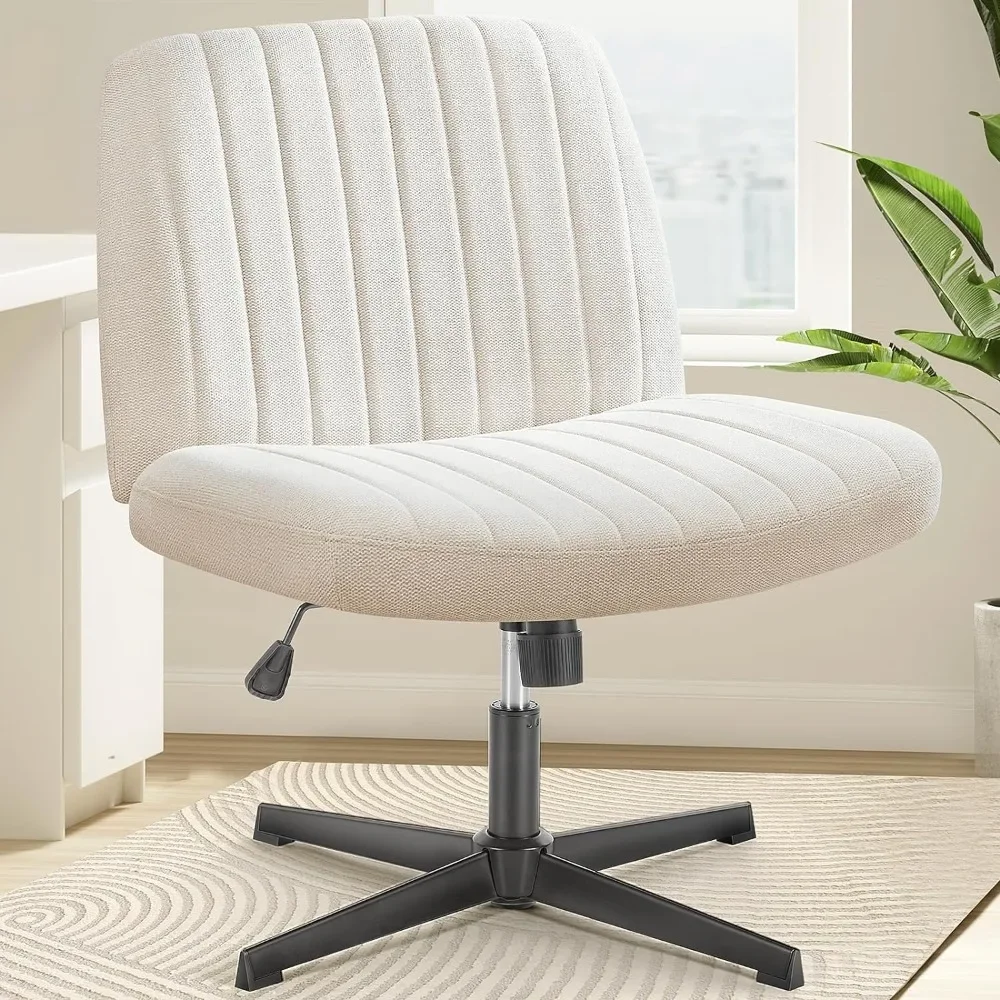 Cross Legged Armless Wide Adjustable Swivel Padded Home Office Desk Chair