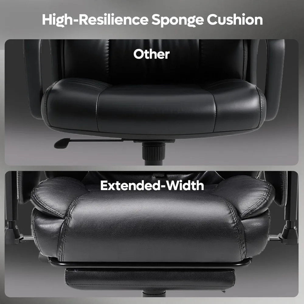 كرسي مكتب تنفيذي بوزن 500 رطل مع وسادة دعم قطنية قابلة للتعديل لآلام الظهر، وظهر عالي مع مقعد عريض و #2