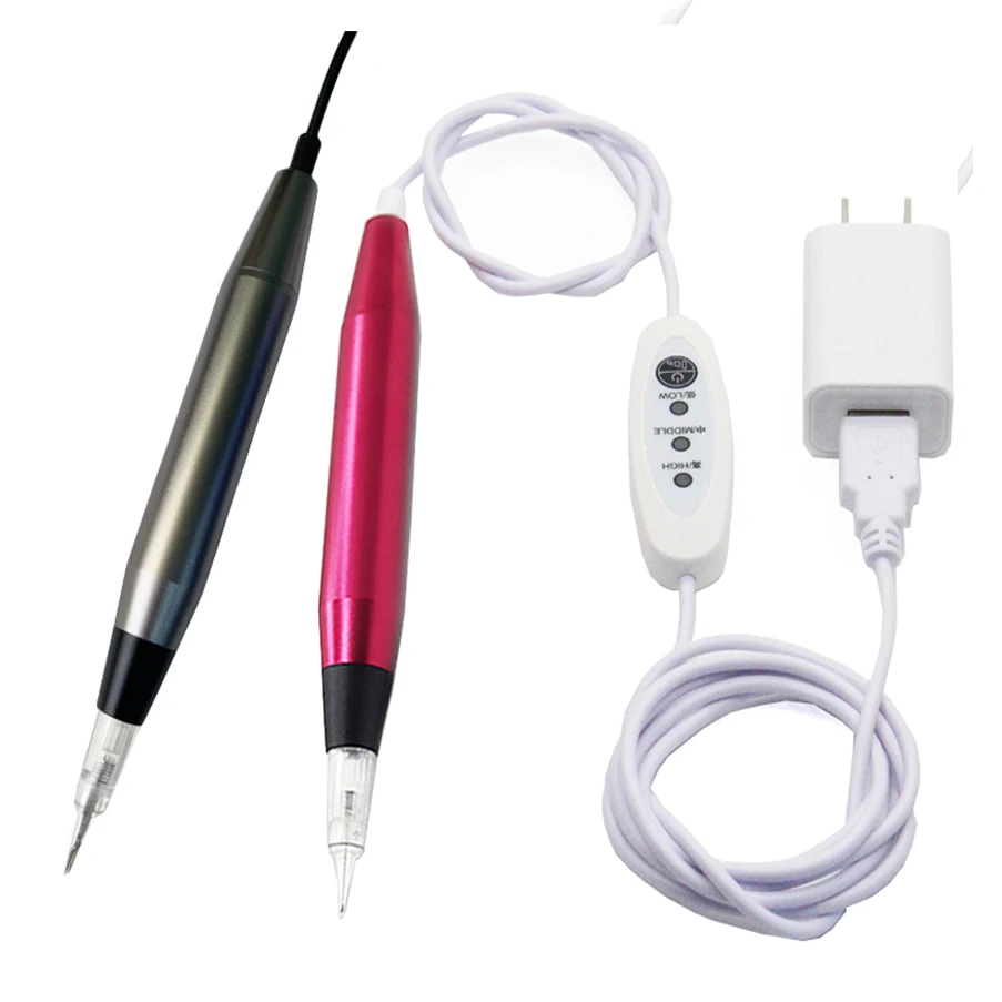 Red / Gray Tattoo Machine Permanent Makeup Eyebrow Lip Beauty Pen & Needles Cartridge