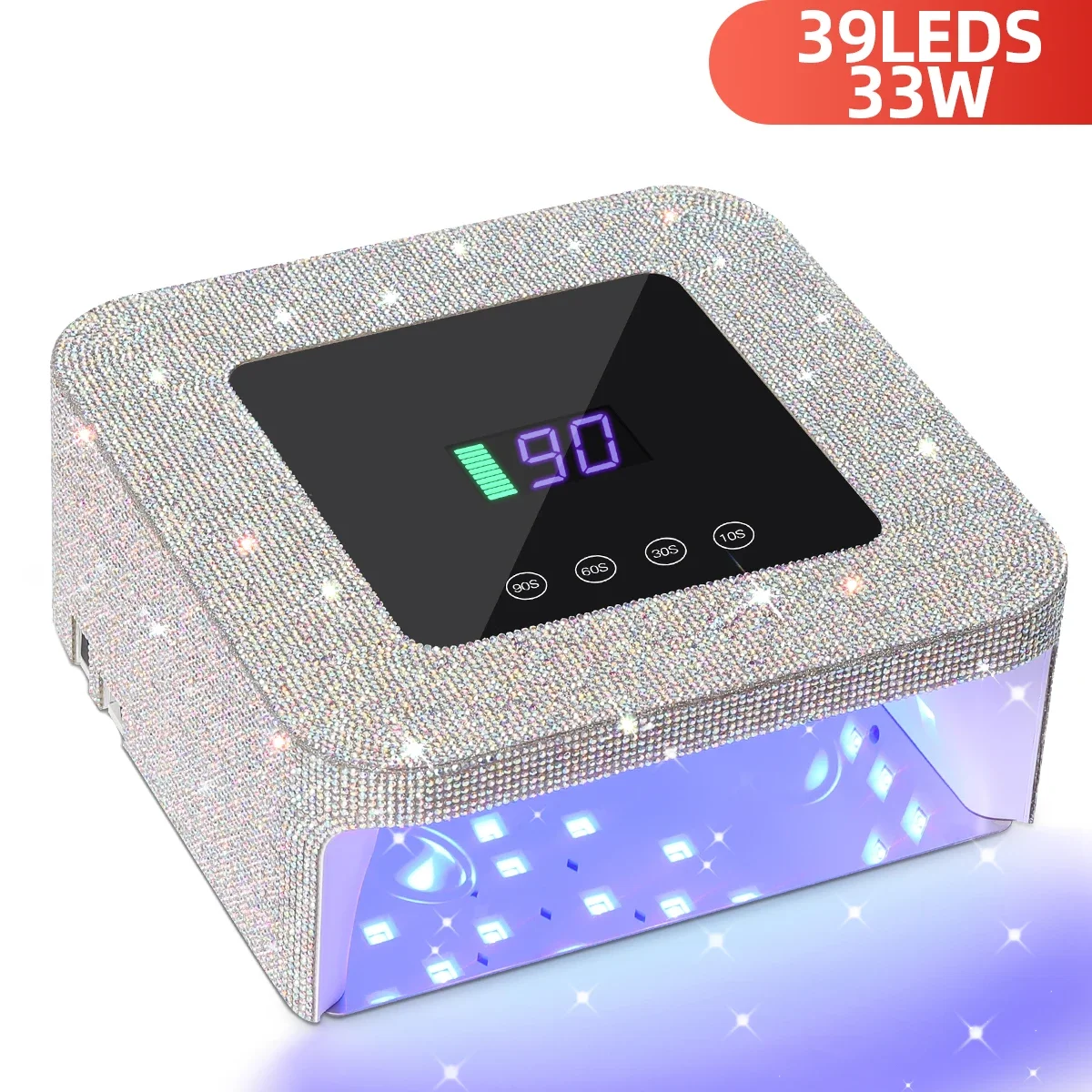 33W UV LED Nail Lamp 39LEDS Cordless Nail Dryer with 4 Timer Settings Rechargeable UV Manicure Cabin Lamp Nail Art Tools