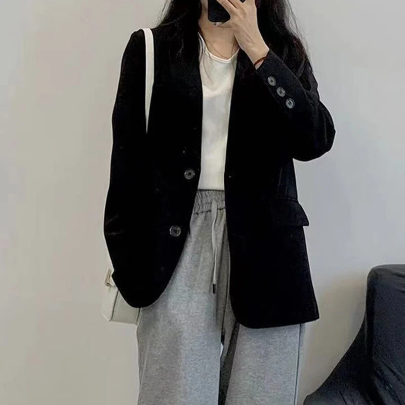 2022 Spring and Autumn New Suit Jacket Women\'s Casual Slim Student Small Suit Women Solid Cotton Winter