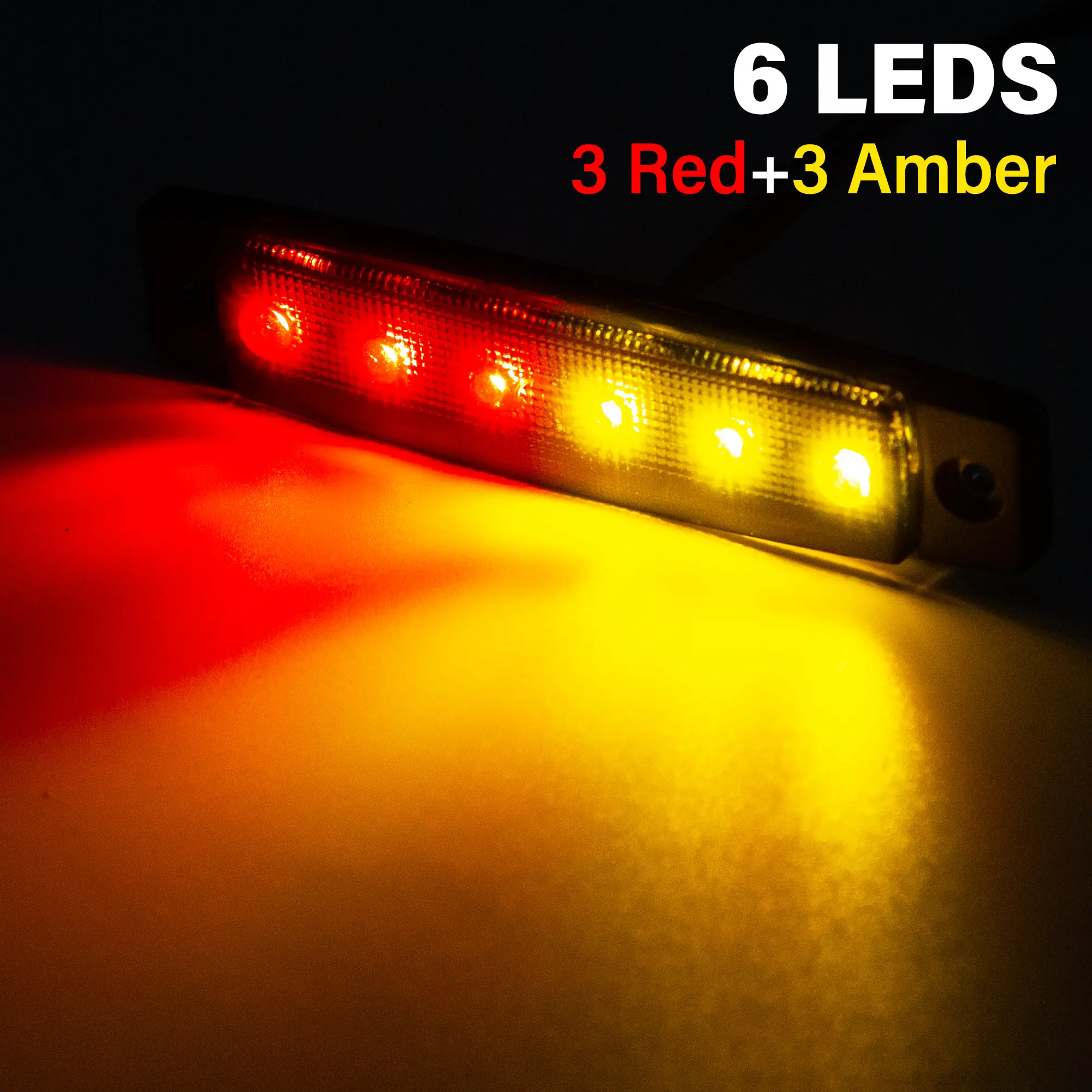 40PCS Amber Red Smoked 12V-24V Led Side Marker Lights Front Rear for Trucks Cab RV Trailer Indicator Light