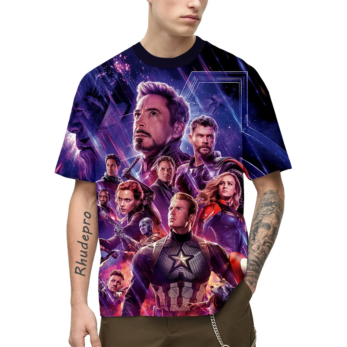 Captain Marvel Men's T-shirt Avengers Short Sleeve 3D Batman Printed T-shirt Summer Men's T-shirt New Fashion Men's Clothing