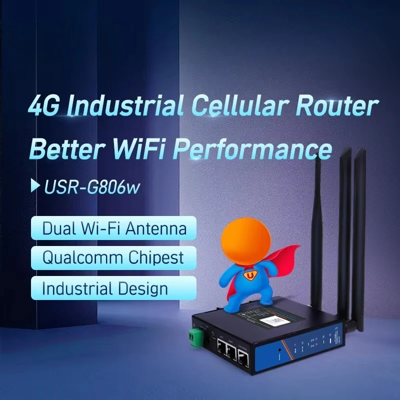 USR-G806w-G الإصدار العالمي WiFi جهاز توجيه IoT الصناعي الخلوي 4g مع تصميم OpenVPN المحسن 2G/3G/4G