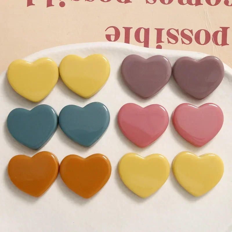 5pcs early autumn chic gentle wind bright face heart Flat Back Resin earrings charms DIY Jewelry Craft Accessories