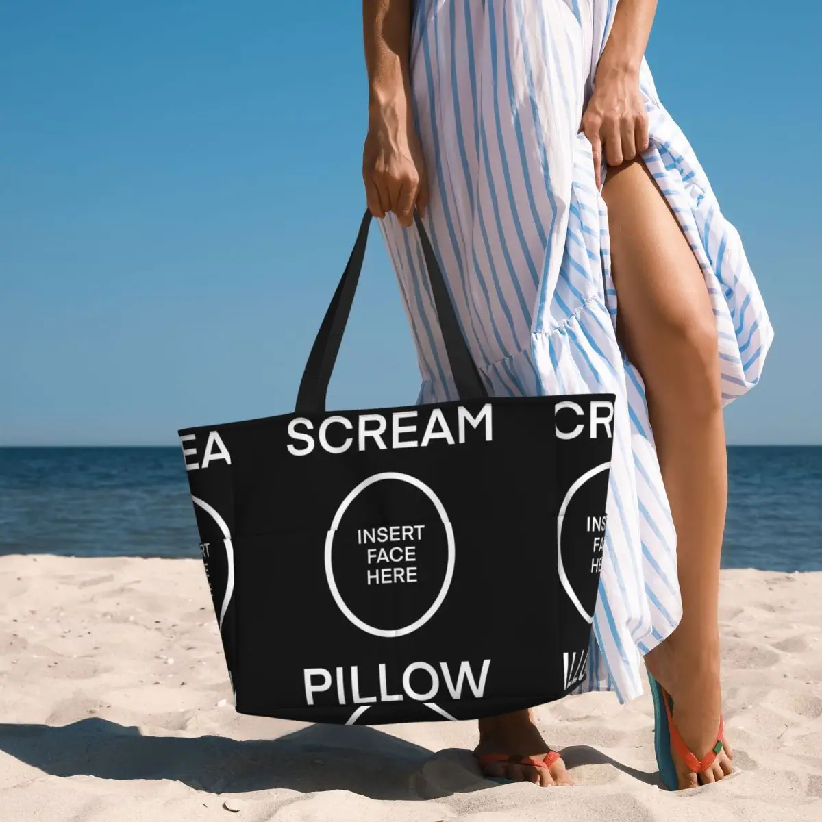 

SCREAM PILLOW Beach Tote Bag Sport Gym Yoga Duffle Large Tote Bag Women Travel Bag Fitness bag