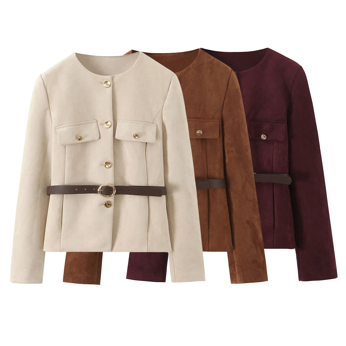 Chaqueta de mujer abrigo con cinturón Otoño Invierno mujer manga larga Casual de un solo pecho elegante chaqueta de oficina prendas de vestir exteriores para mujer