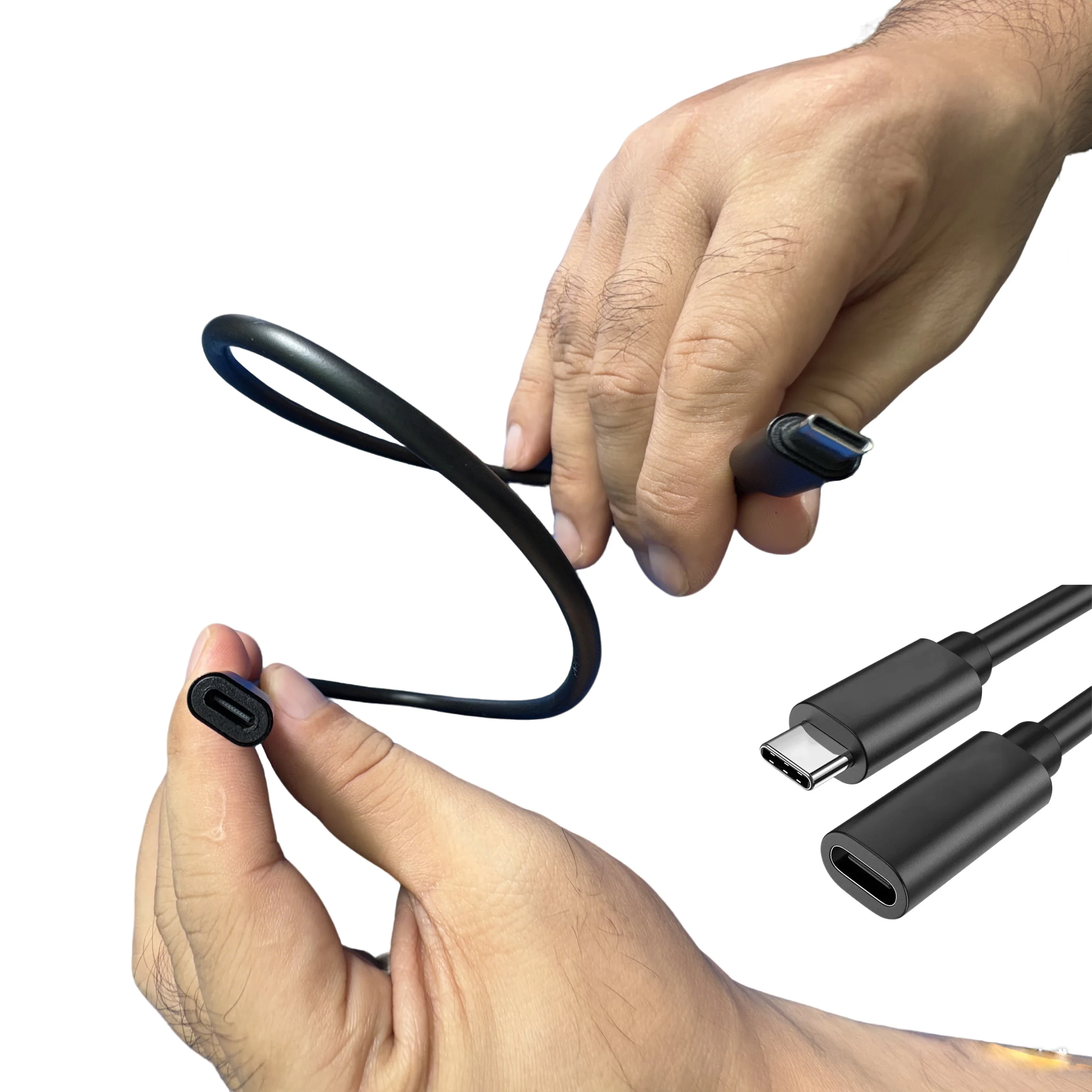 20V 3A Usb C Type-c Extension Cord Type-c Male to Female Extension Cable Gold-plated Extensor Charger Wire Connector