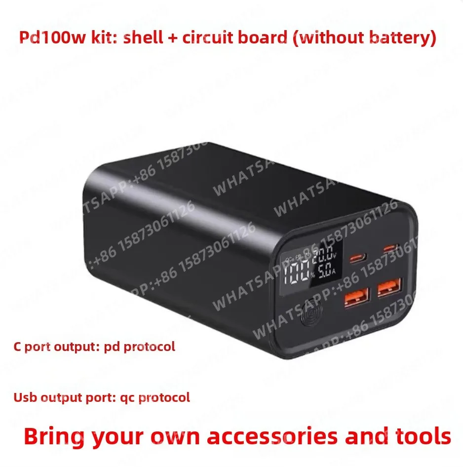 pd100w、160w、デジタルディスプレイ、30000mah容量、ポータブル電源ケースdiyキット、電源は含まれていません、屋外用小型収納