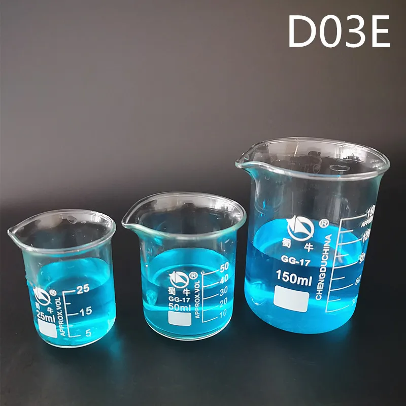 25ml-800ml 1Set Lab Borosilicate Glass Beaker All Sizes Chemical Experiment Laboratory Equipment Measuring Cup