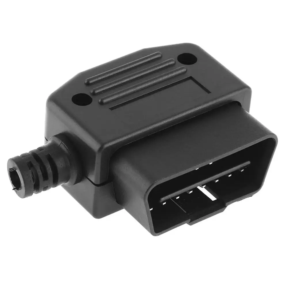 OBD II OBD2 L-Type 16 Pin Male Auto Car Connector Cable Wire Sockets Connector Plug with Shell and Screw