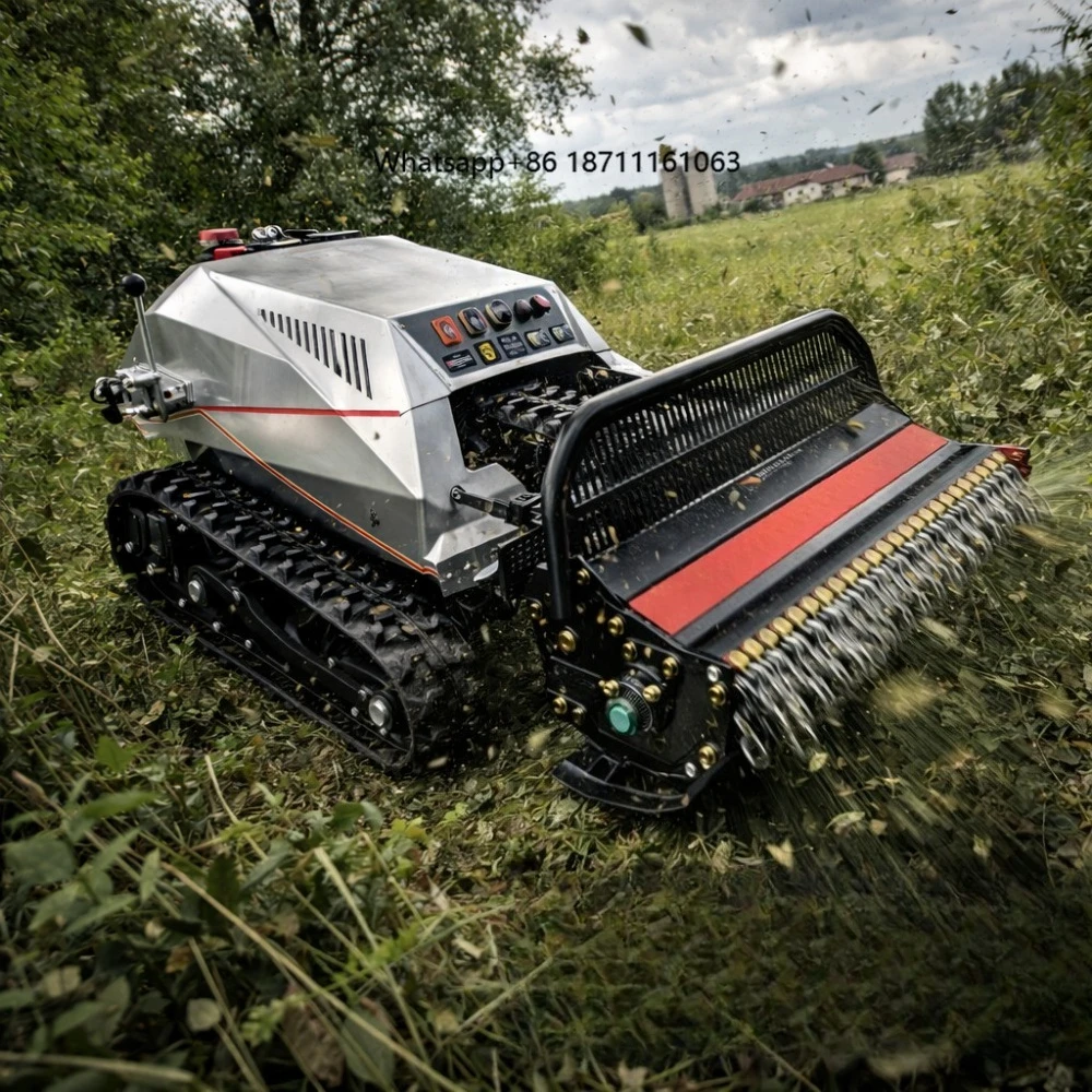 High Quality Heavy Duty 4-Stroke DIY Remote Controlled Powered Lawn Mower for Agriculture and Forestry Weeding Crawler Mower
