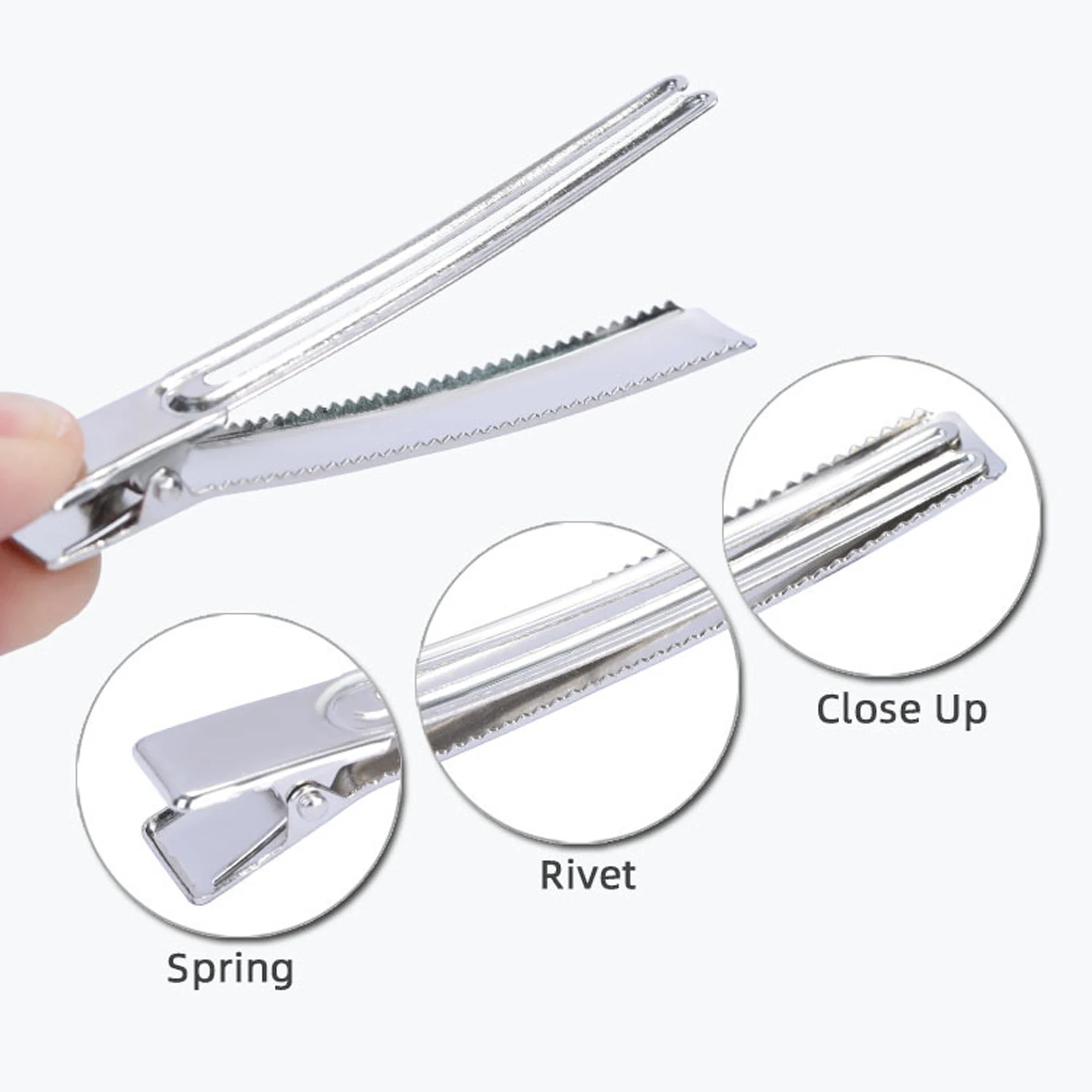 100Pcs 35mm 50mm 60mm 80mm 더블 프롱 악어 헤어 클립 금속 헤어 클립 Duckbill Hairpins for Girls DIY Jewelry Headwear