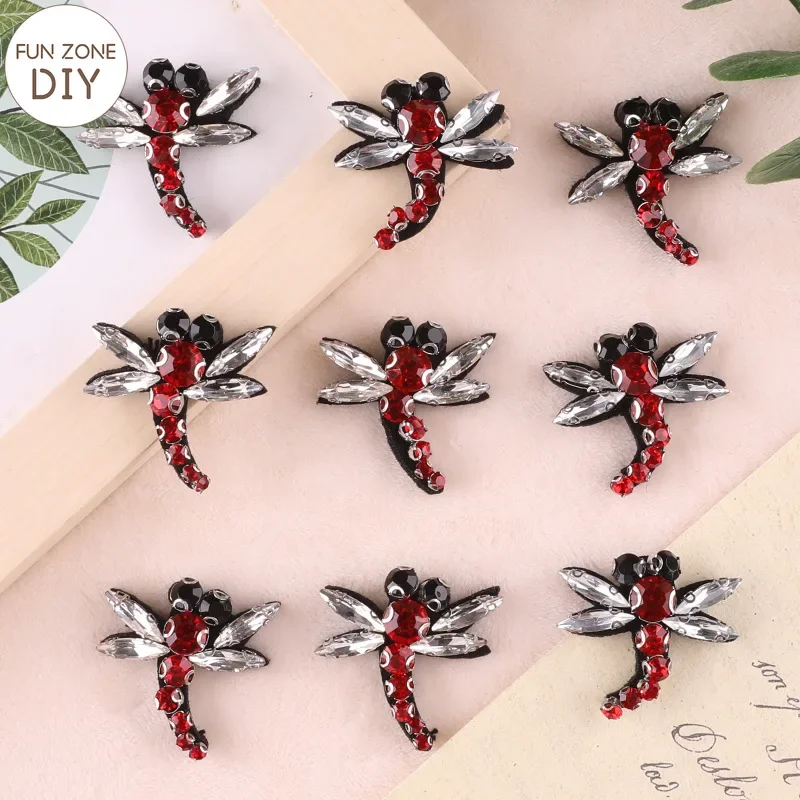 FZDIY Dragonfly Handmade Beaded Patches for Clothing Sewing Parches Para Ropa Costura DIY Crystal Badge Appliques for Clothing