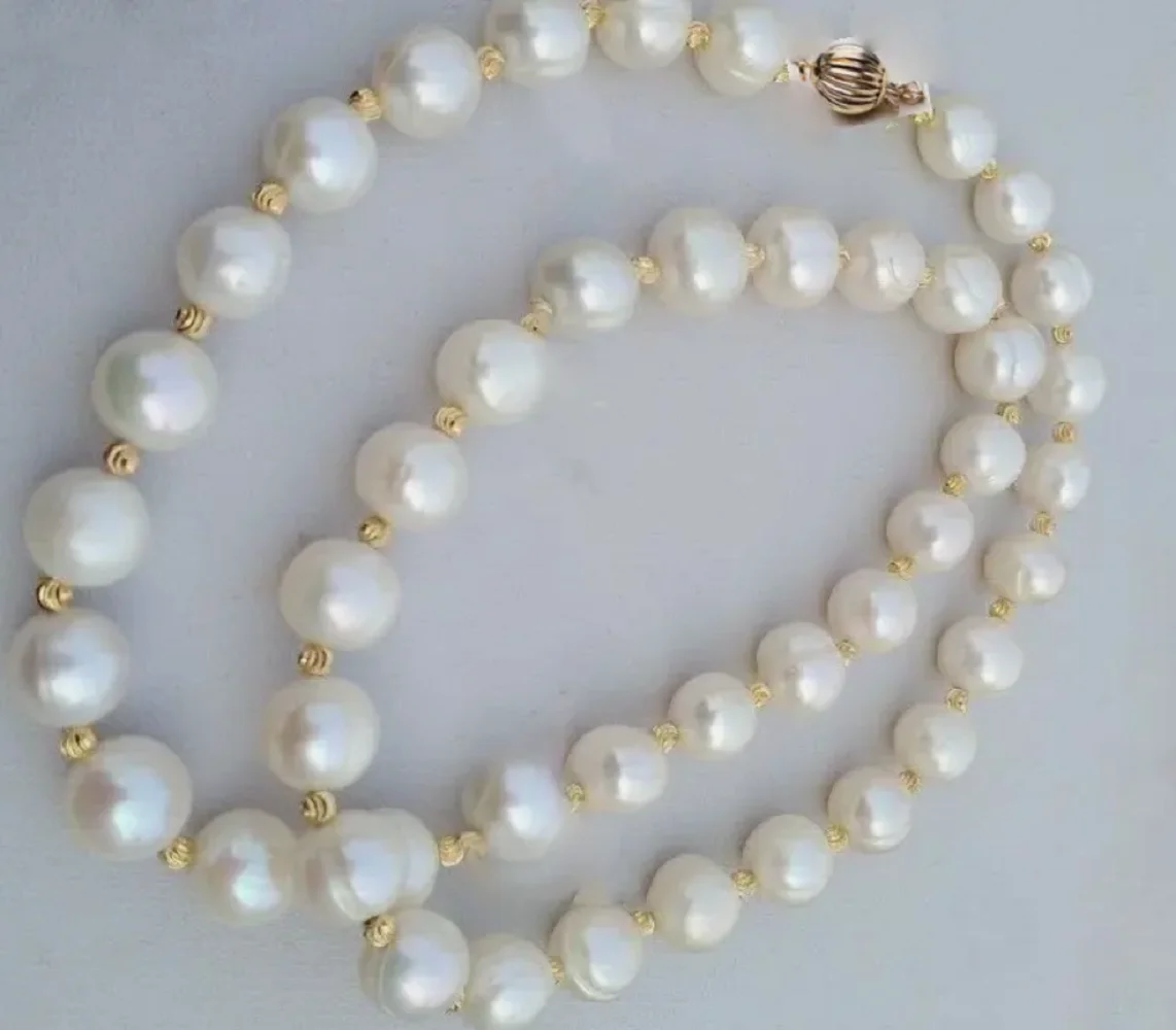 Brand new AAA Japanese Akoya 11-10mm white pearl necklace, 14k gold, 16inch --26inch