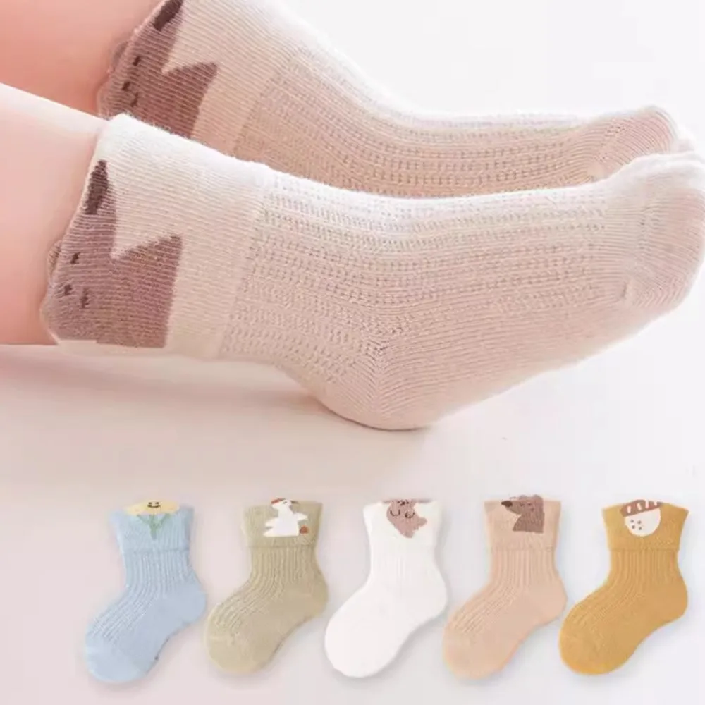 5baby socks newborn ultra-thin mesh breathable baby socks cartoon loose cotton socks toddler infantil sock baby accessories