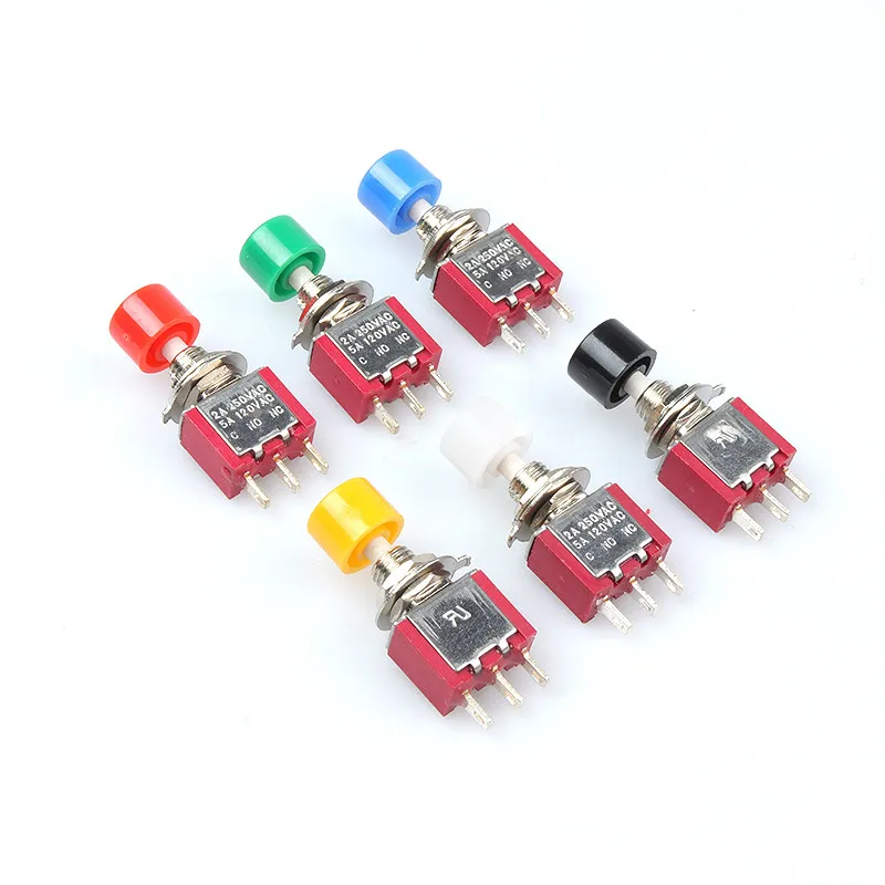 5pcs/lot DS-612 MTS-10 3Pin C-NO-NC 6mm Mini Momentary Automatic Return Push Button Switch 2A 250VAC/5A 120VAC Toggle Switches