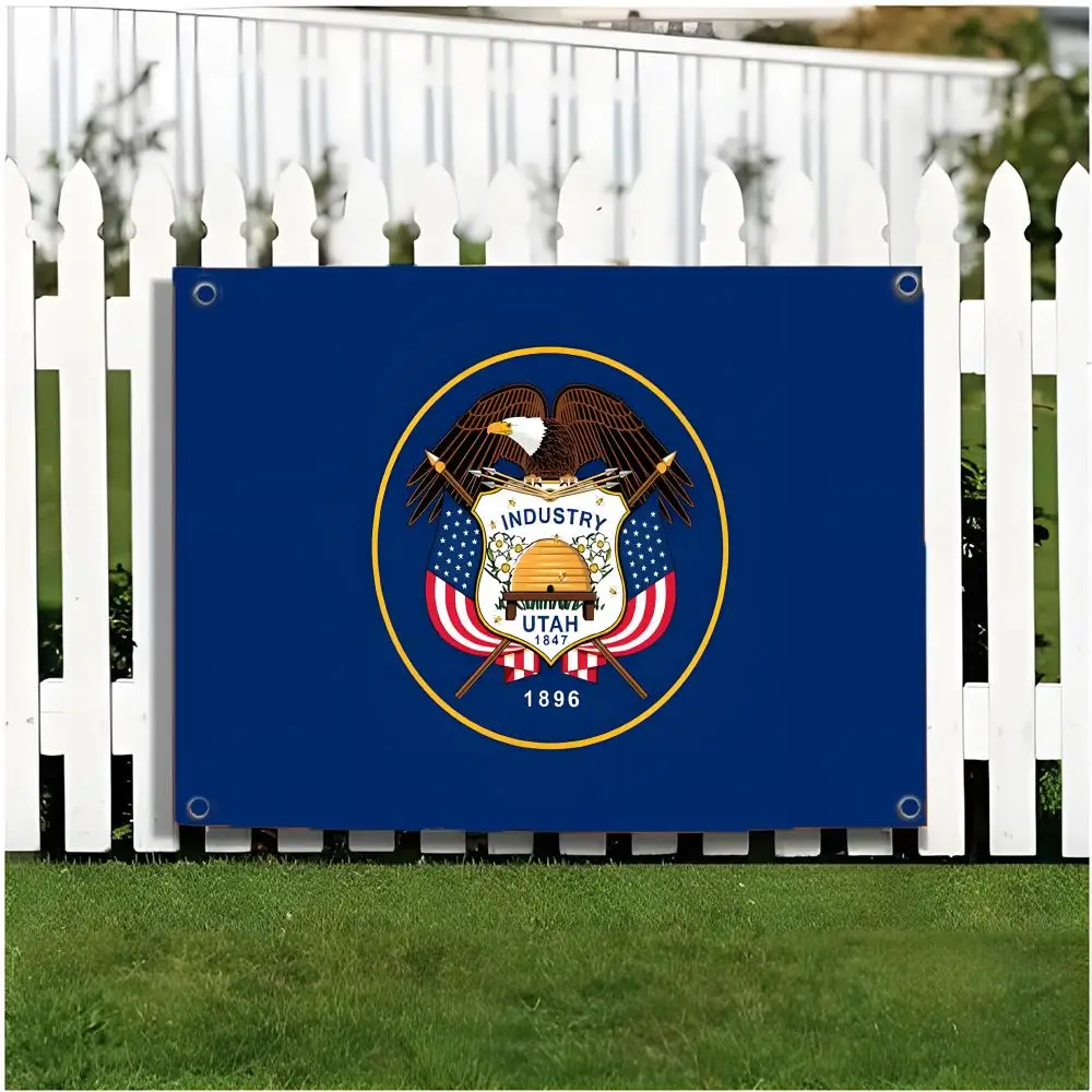 state geography U-Utah Flags Edgeless four-ring hanging decor indoor outdoor compatible easy for hanging display