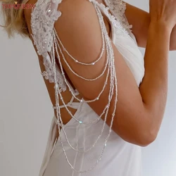 TOPQUEEN Crystal Tassel Bridal Shoulder Chain Wedding Accessories Body Jewelry Arm Decoration Women Shawl SG51