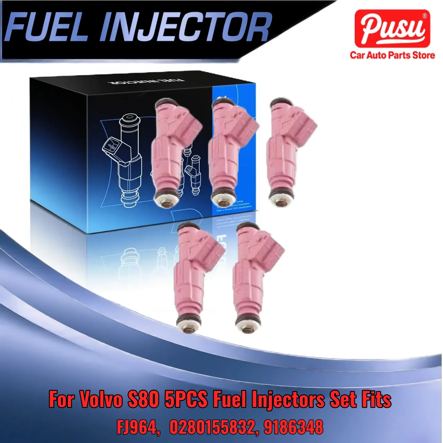 

For Volvo 5PCS Fuel Injector 0280155832 FJ964 0 280 155 832 Fits S80 Sedan L6 2 9L DOHC