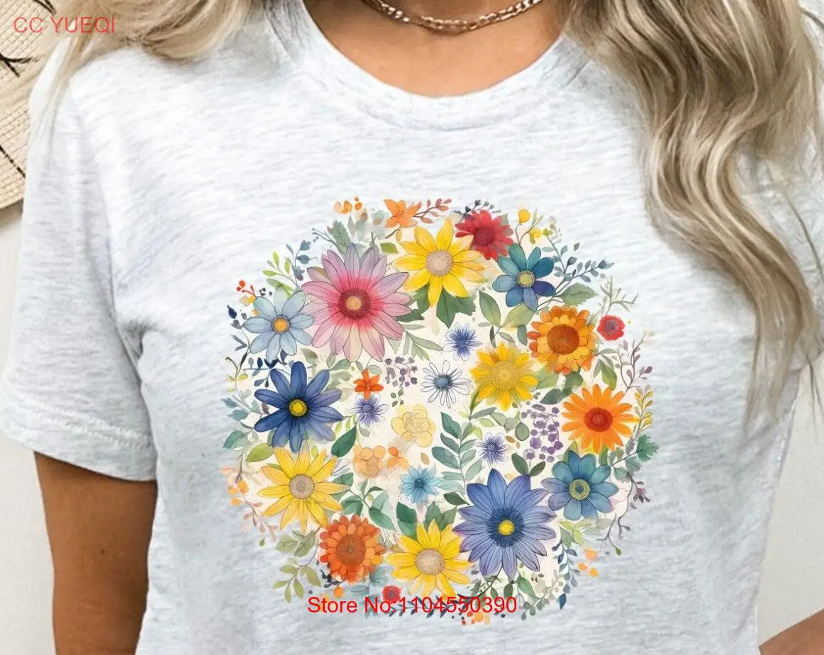 

Flowers T Shirt Boho Wildflowers Floral Nature Wildflower for Women Flower Bouquet Her long or short sleeves