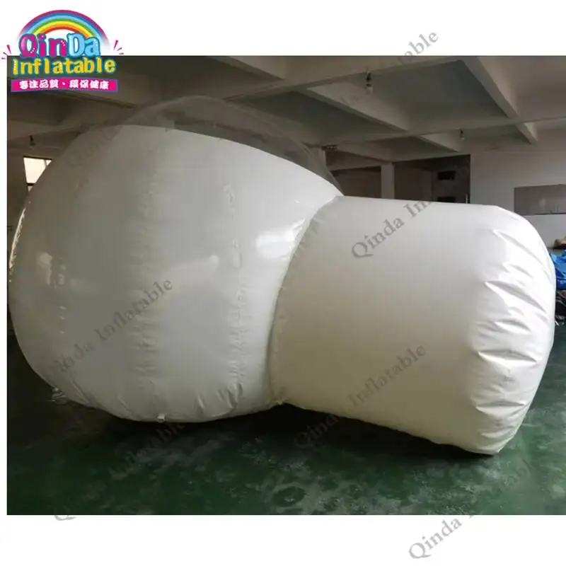 Tienda de burbujas inflable transparente de dos habitaciones para acampar al aire libre, tienda iglú inflable transparente para alquiler