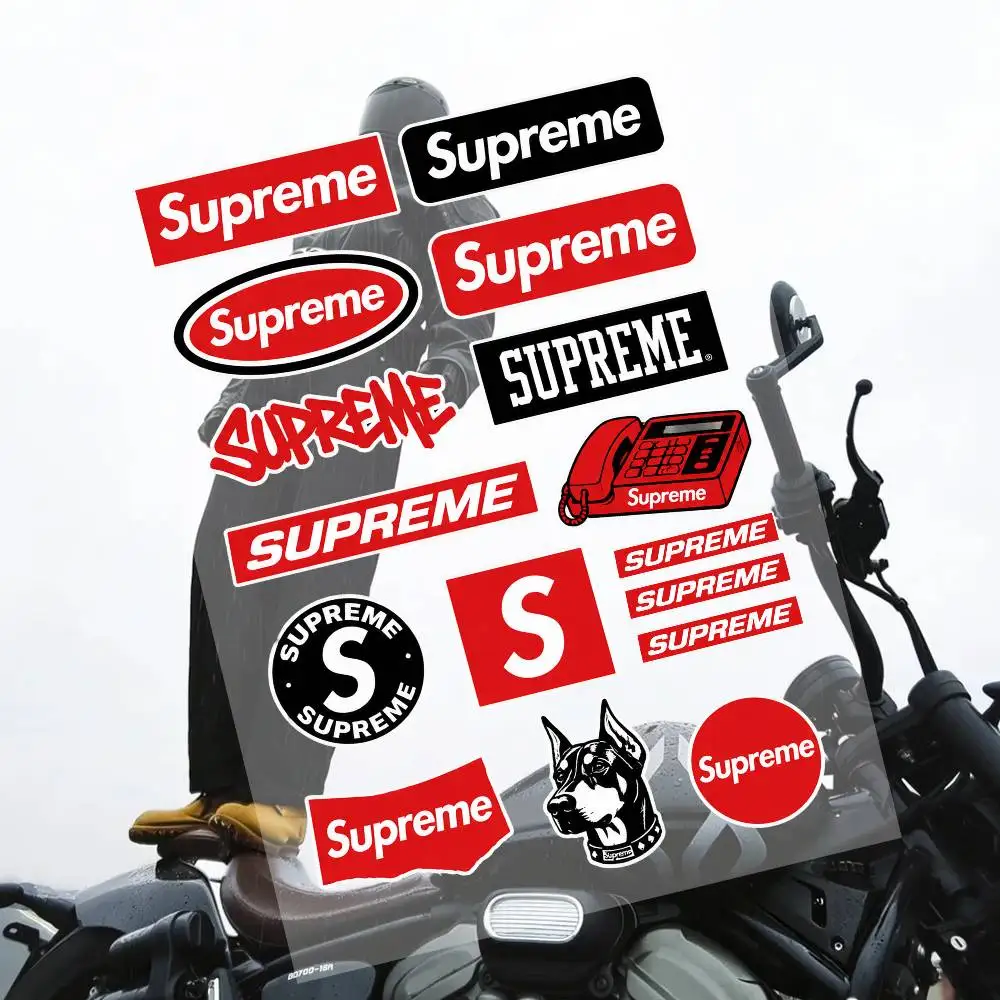 Supre-me Cool Graphic Stickers Set Waterproof Vinyl Decals For Motorcycle Helmet Car Laptop Skateboard Luggage Phone Case