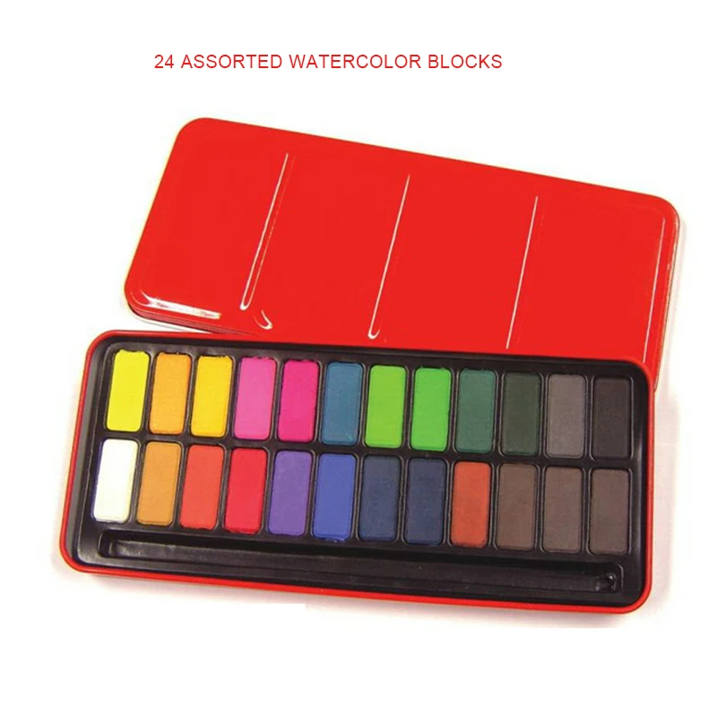 Neue 24 Farbe Künstler Feste Aquarell Pigment Farbe + 10 stücke Malerei Pinsel Set