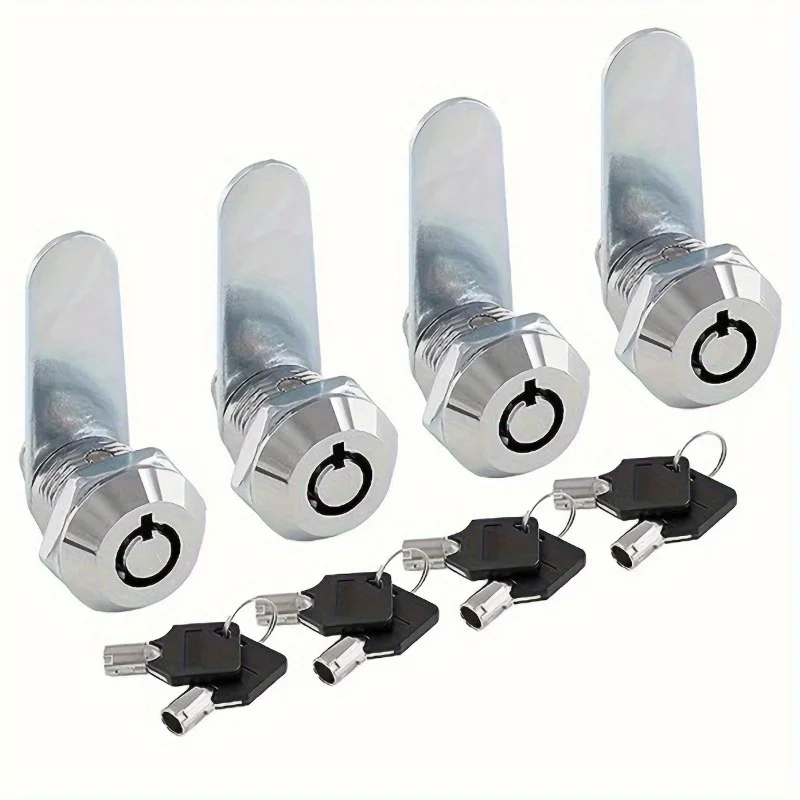 4-Pack 5/8 Inch Tubular Cam Locks Keyed Polished Metal Cam Lock for Mailbox Cabinet Vending Machine RV Lock Replacement