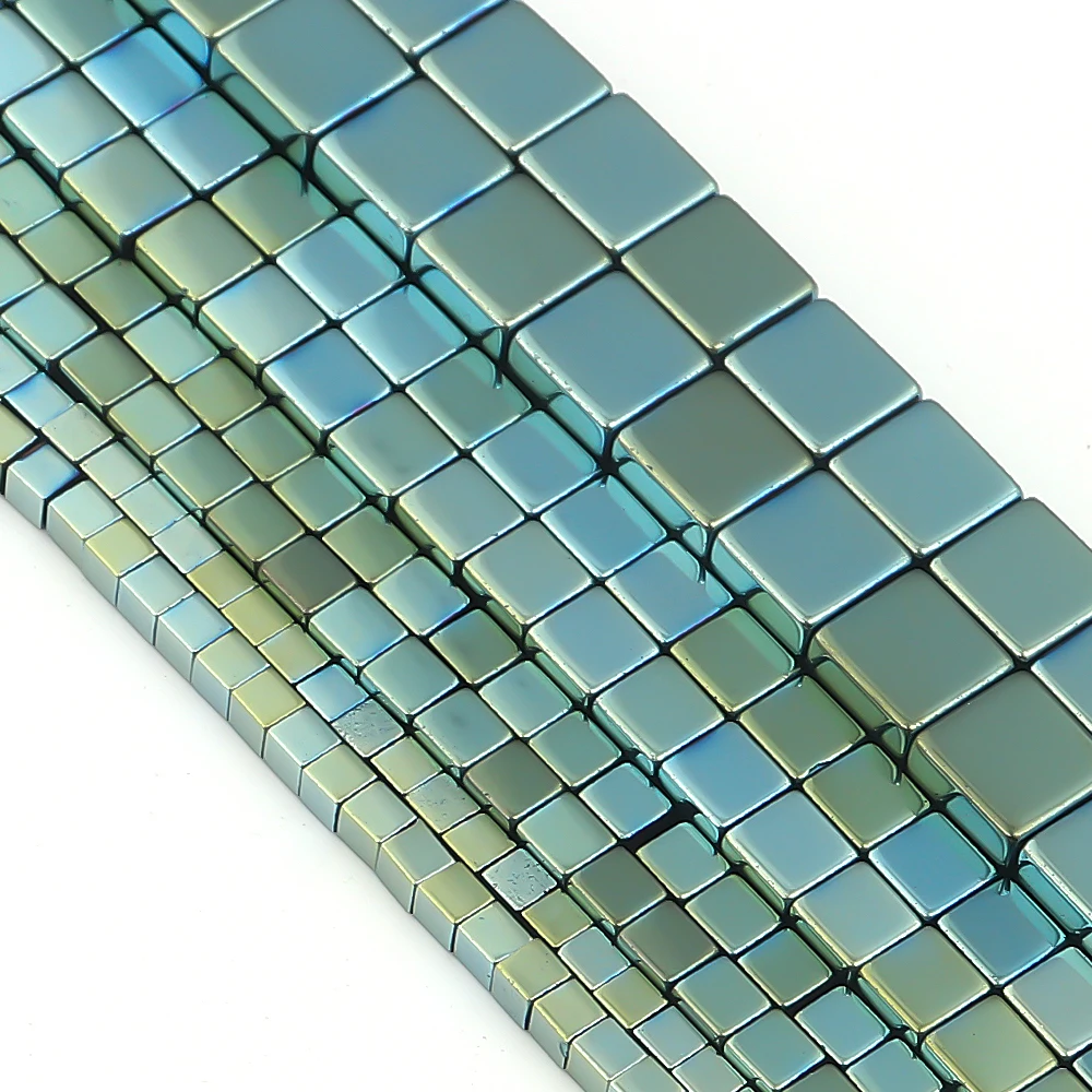 2/3/4/6mm Naturstein-Quadrat-Hämatitperlen, grüne Würfel, lose Abstandsperlen für die Schmuckherstellung, DIY-Armband, Halskette, Zubehör