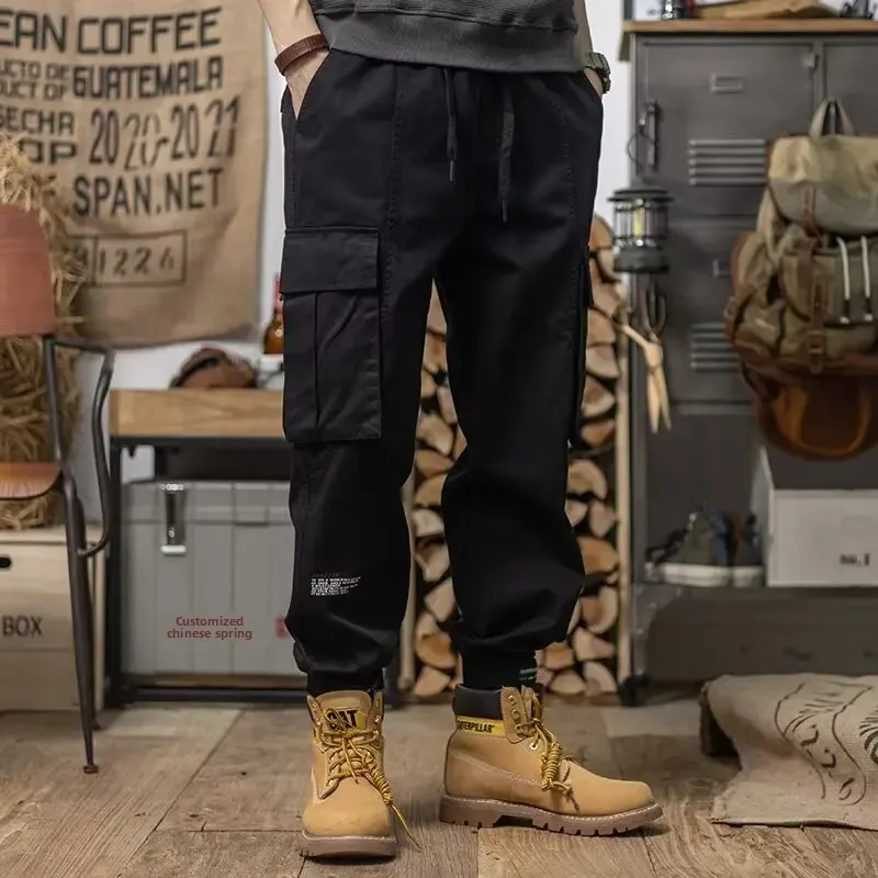 ملابس عمل رجالية فضفاضة غير رسمية سراويل هاراجوكو نمط ربيع الخريف جديد فضفاض رياضي تسع نقاط بنطلون موضة العلامة التجارية #4