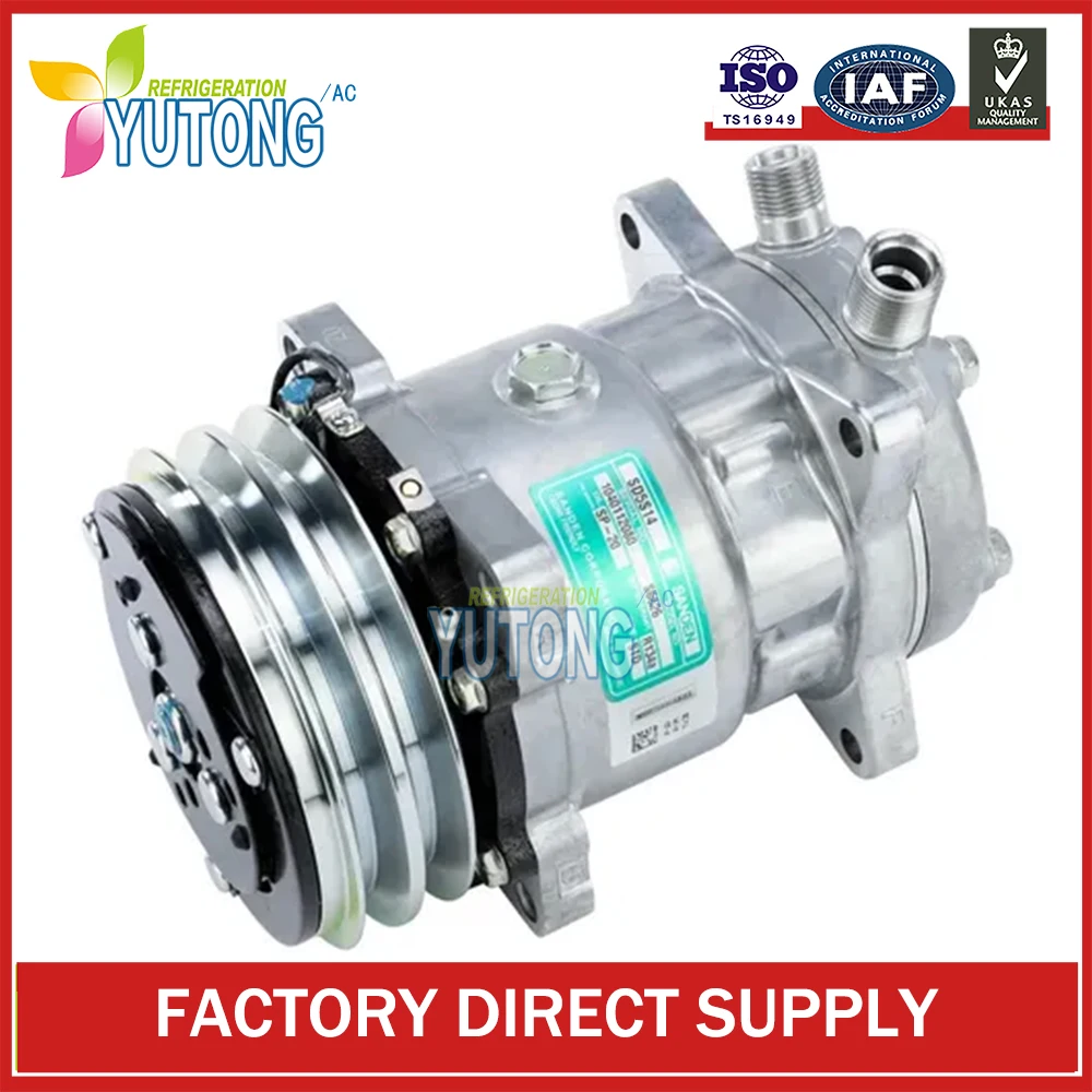 

SD5H14 508 8390 SD508 Ac Compressor For Universal Auto Car Tractor Excavator Heavy Duty Truck 12V / 24V 2 Groove V Blet Pulley