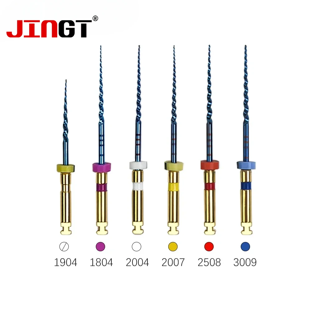 

JINGT 6Pcs Dental Endodontic Root Canal File Heat-Activated Rotary Nitinol Tooth Pulp Files Thermally Activated Nickel-Titanium