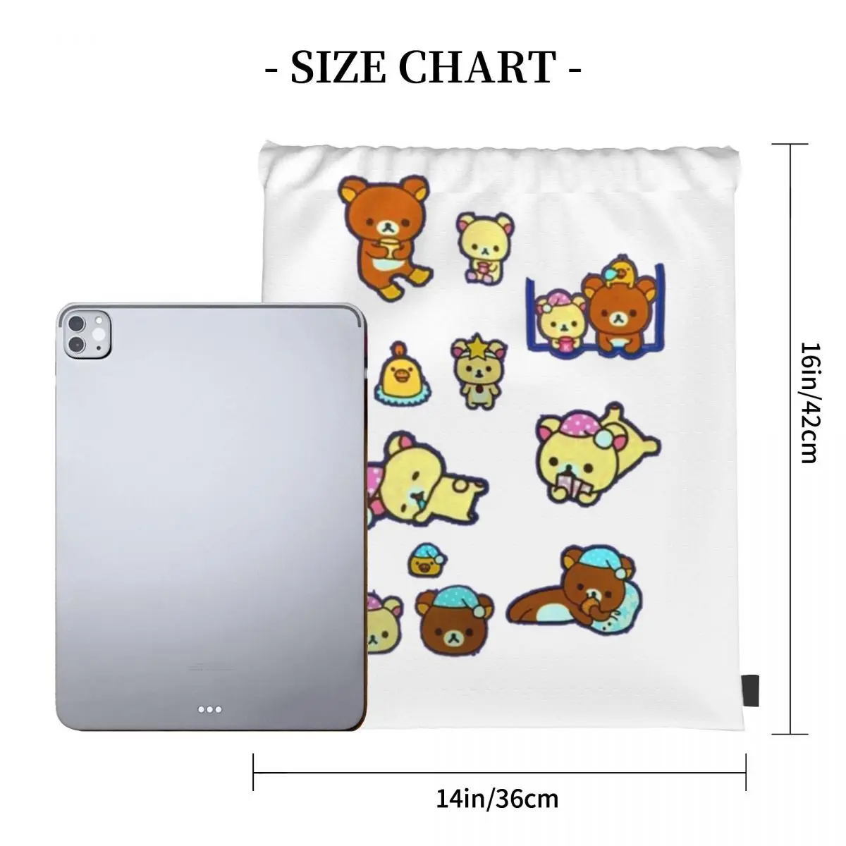 Rilakkuma Sakura Backpacks Casual Portable Drawstring Bags Storage Bag Book Bags For Man Woman Students