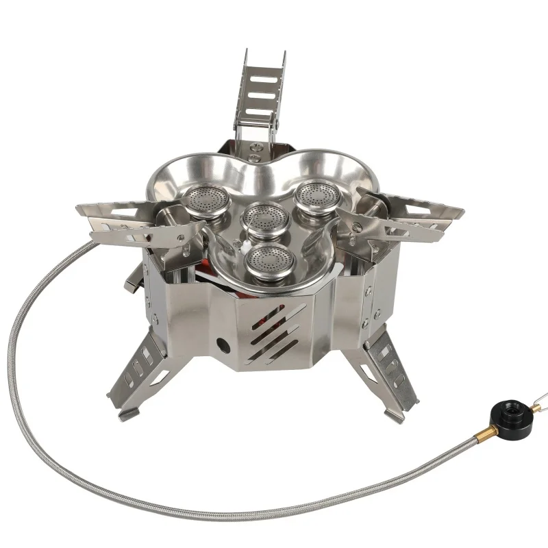 15800W Outdoor Portable Five Core Stove High-power Camping Equipment Five Head Stove Barbecue Picnic Windproof Cassette Stove