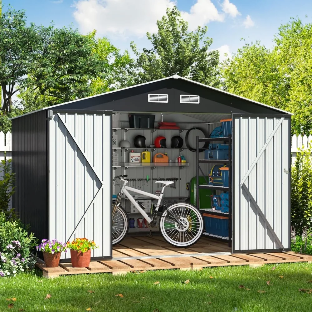 

8'x10 'shed and Outdoor Storage Shed, Lockable Garden Shed with Ventilation, Tool Shed, Outdoor Metal Storage Shed