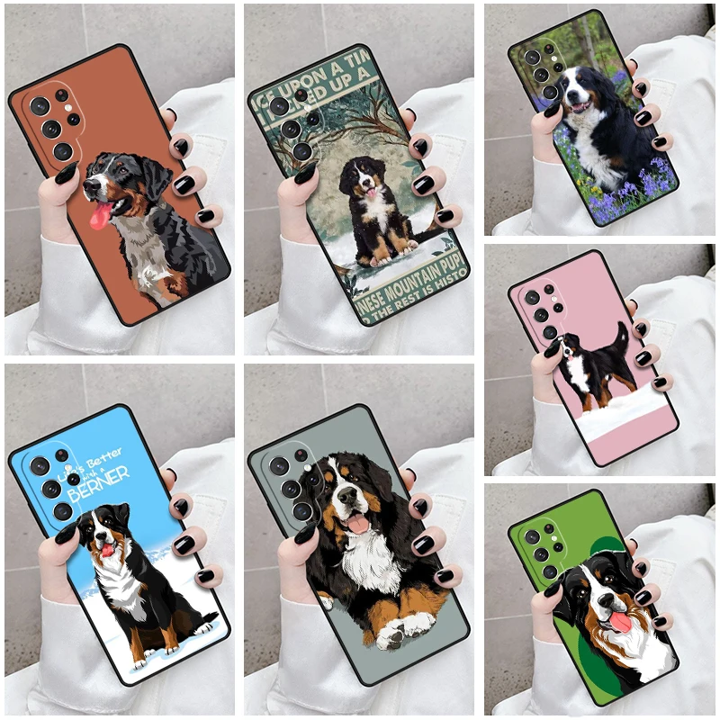 Phone Case For Samsung Galaxy S24 S23 S21fe S22 Ultra Plus Note 10 20 S8 S9 S10 Cover BERNESE MOUNTAIN PUPPY DOG