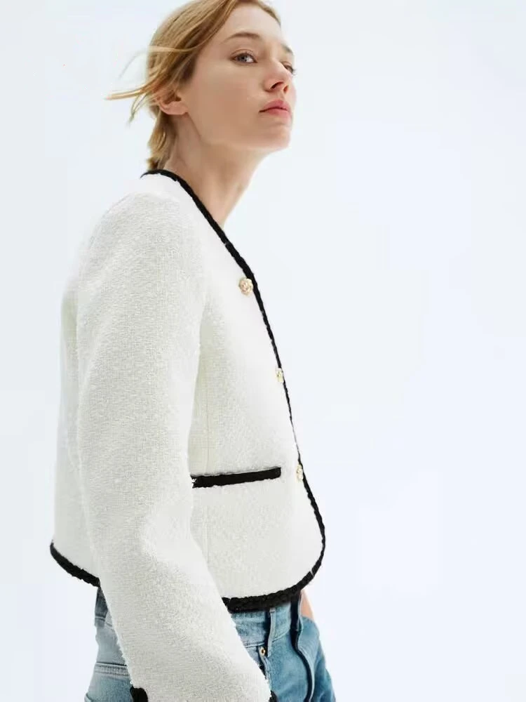 

YY0421 Осень/Зима 25, новое модное стильное бархатное короткое пальто с маленькими ароматными краями 1293054