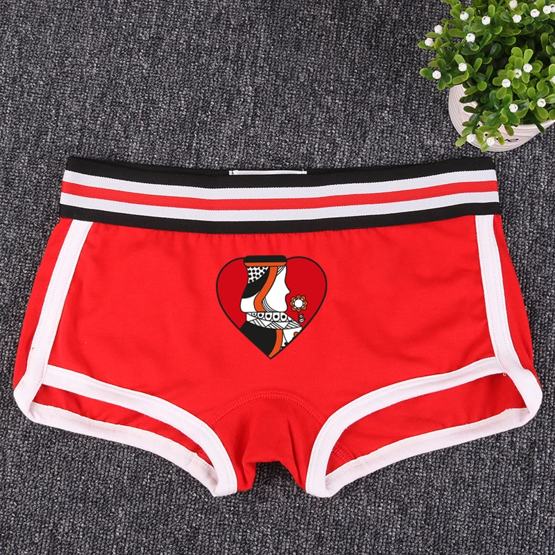 King and Queen Cards Matching Underwear for Couples Girls Cotton Boyshorts Men Boxer Shorts Homme Lingerie Women\'s Panties