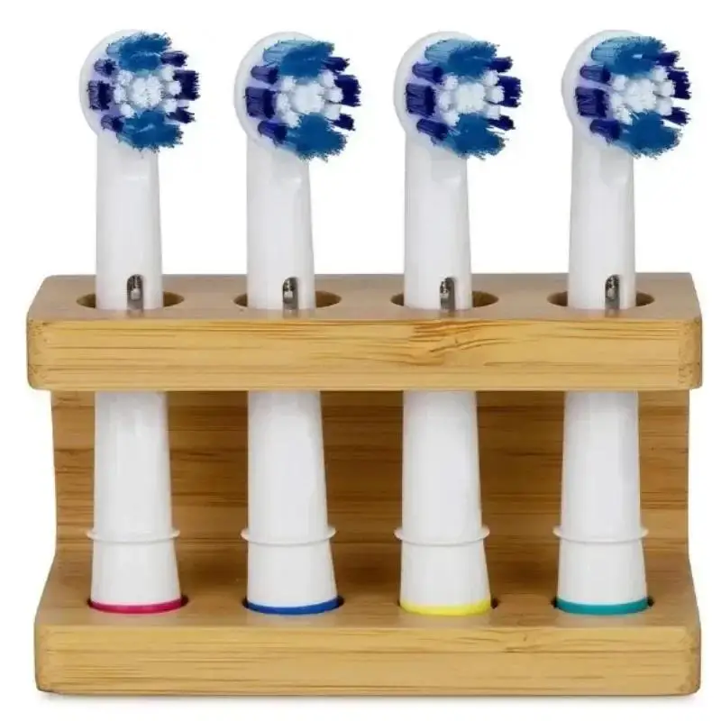 Mini Multi-slots Bamboo Stand For Toothbrush Head Space Saving Bathroom Electric Toothbrush Head Holder Non Slip Durable