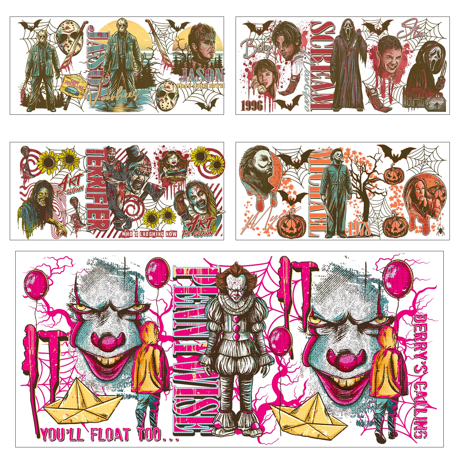 

Horror movie Kill Jason Easy peel waterproof DIY Decals 3D transfers uvdtf stickers 16oz uv dtf tumbler cup wraps sticker