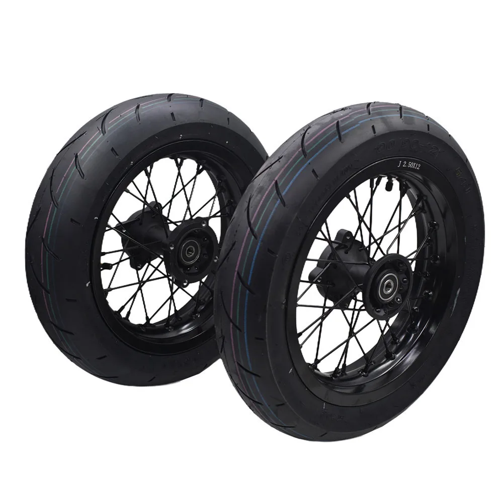 12 Inch Super Motor Wheel 2.50-12 Front Rim With 90/90-12 Road Tire and 3.00-12