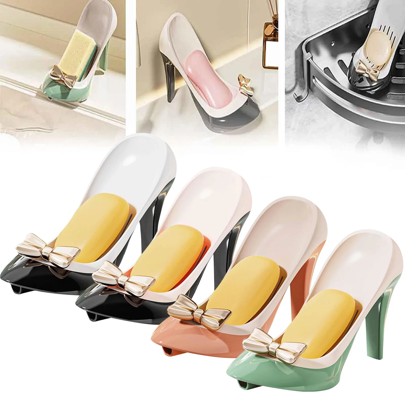 Lustige kreative High Heels Seifen kiste selbst entleerende Seifens chale, halten Seifens tücke trocken Halter Saugnapf Seifens chale für Dusche Badezimmer