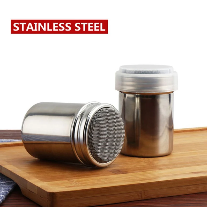 

Stainless Steel Cocoa Flour Coffee Sifter Flour Sugar Icing Mesh Sifter Powder Spreading Tank for Fancy Coffee Barbecue Tools