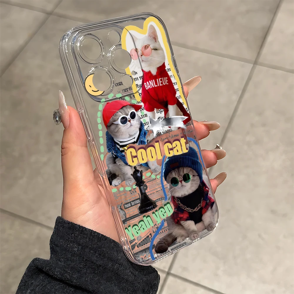 Cool and Handsome Cat Silicone Phone Case for IPhone 17 16 15 14 13 12 11 Pro Xs Max Air Mini 7 8 6 6s Plus SE 2020 2022 Cover