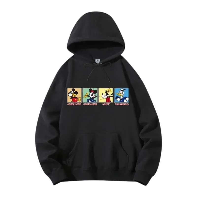 Loose Disney Pattern Male Sweatshirts Pocket Cartoon Cute Mickey Mouse Print Clothing Cozy Daily Men Hoodies Autumn Winter