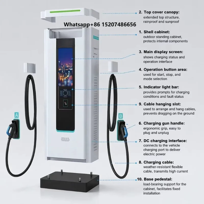 60kW 120kW 160kW DC Fast EV Charger CCS1 CCS2   Charging Station with 10.1 Inch HD Advertising Screen OCPP 2.0
