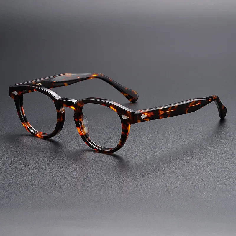 Retro Brand Design Luxury Round Frame Glasses Frame for Men Women Ultralight Acetate Alloy Anti Blue Light Eyeglasses